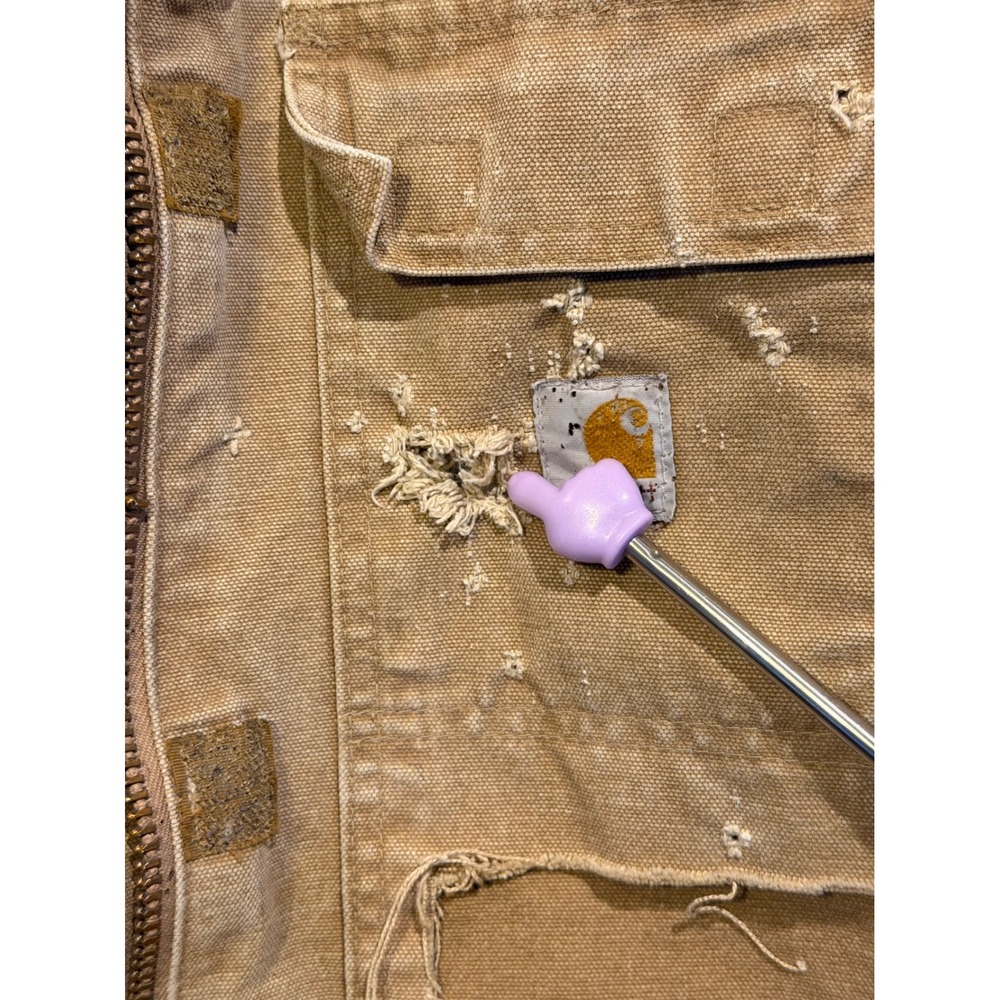 Carhartt Jacket Women Medium Brown WC026 CML Distressed Canvas Quilt Lined Coat* - Picture 8 of 16